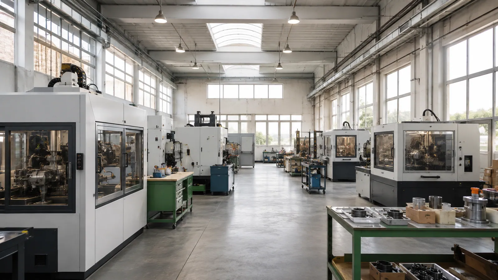 Reparto produttivo con macchinari e illuminazione diurna