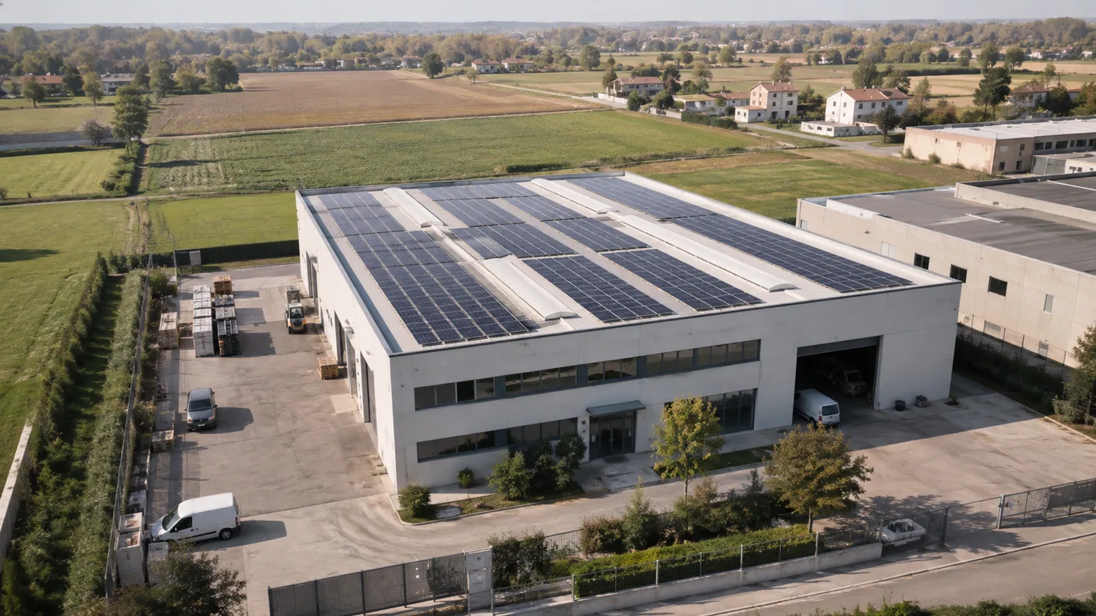 Copertura di un edificio produttivo con impianto fotovoltaico