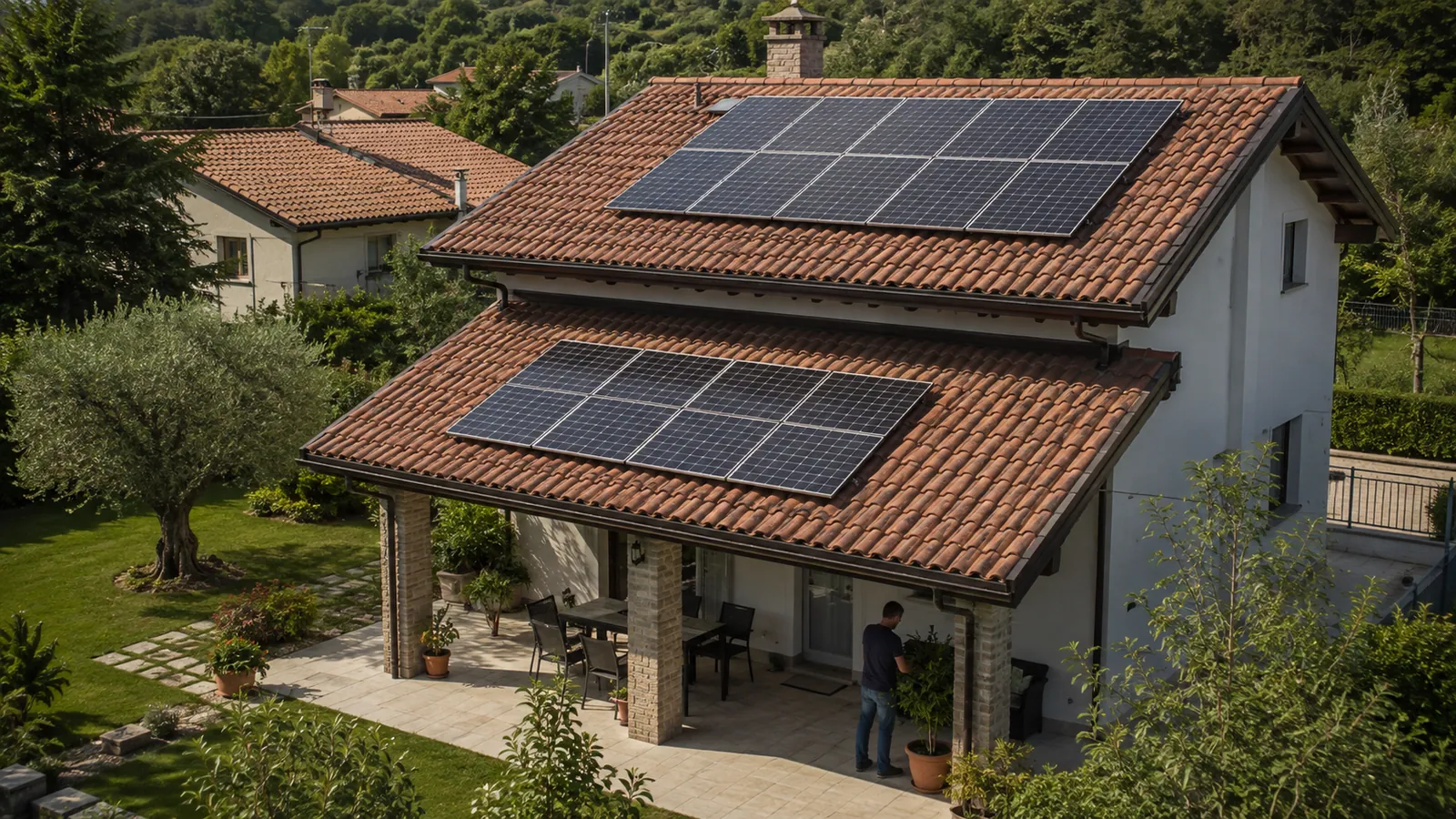 Impianto fotovoltaico distribuito su due falde