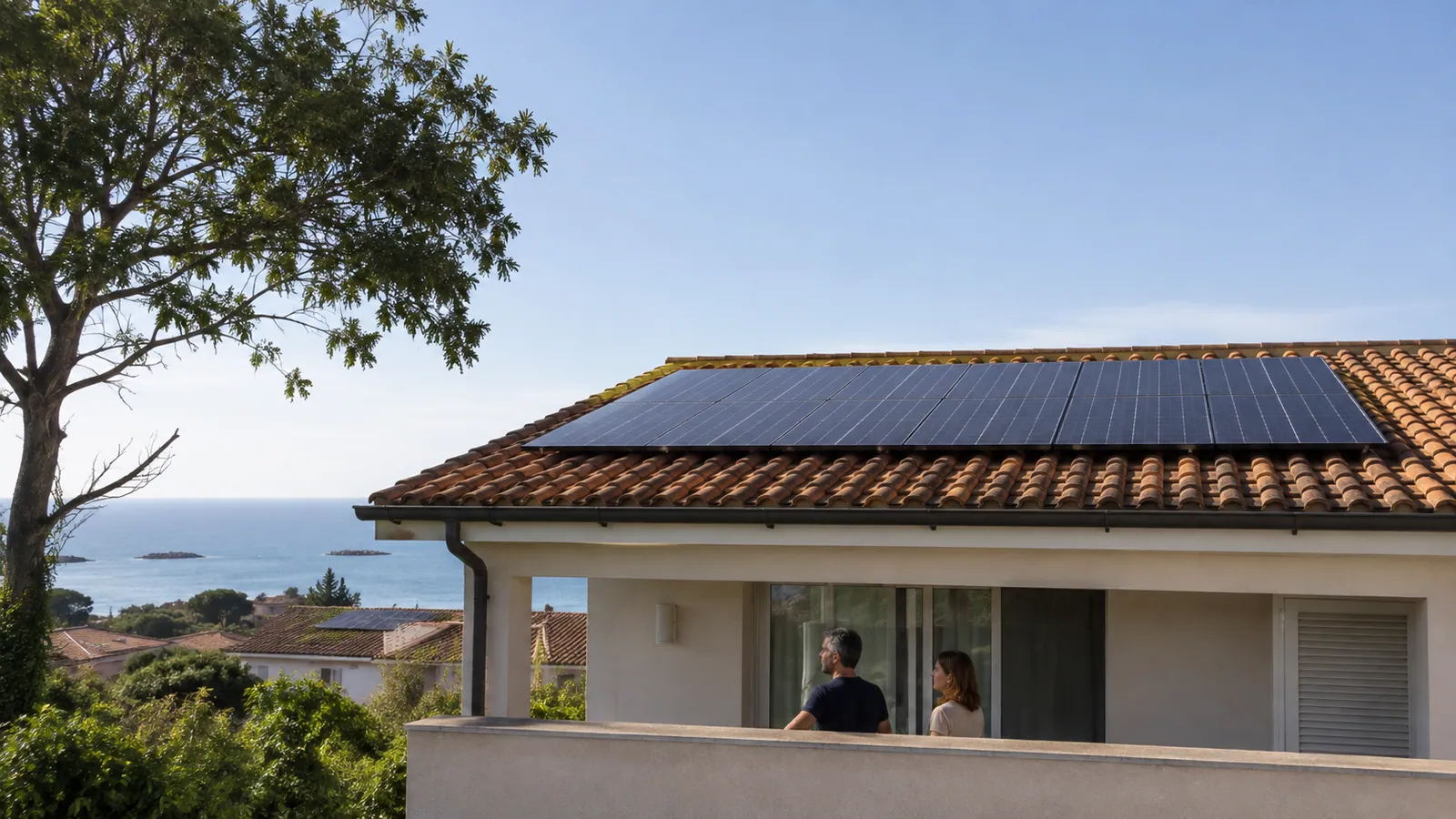 Copertura con impianto fotovoltaico osservata dall’esterno