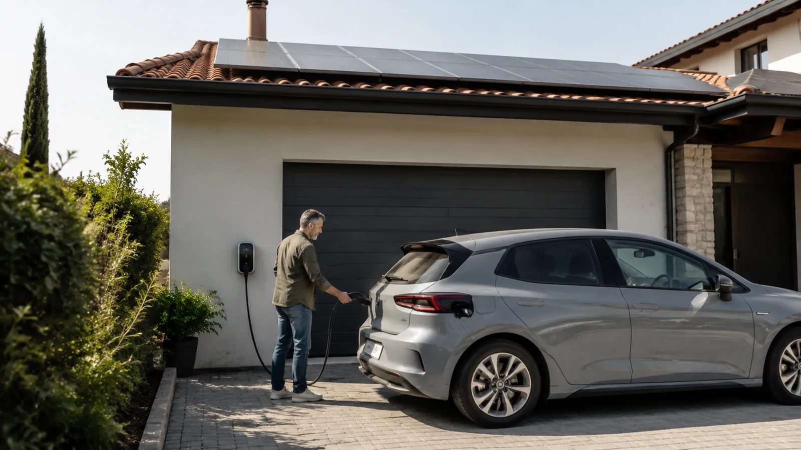 Ricarica domestica di un’auto presso una casa con fotovoltaico