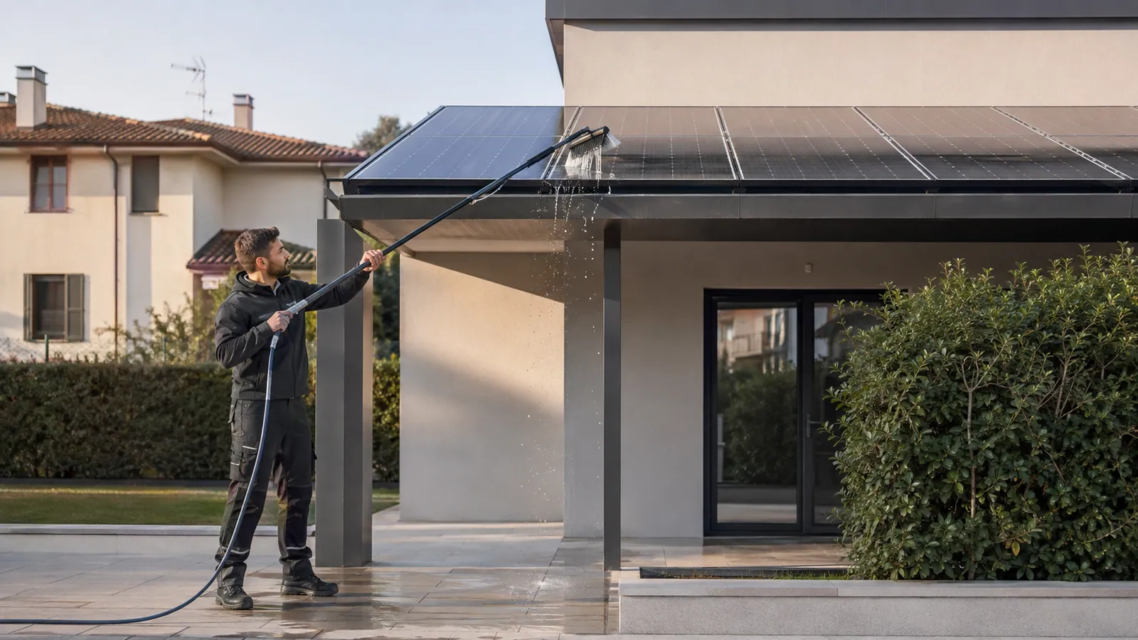 Pulizia professionale di pannelli accessibili con attrezzatura adeguata