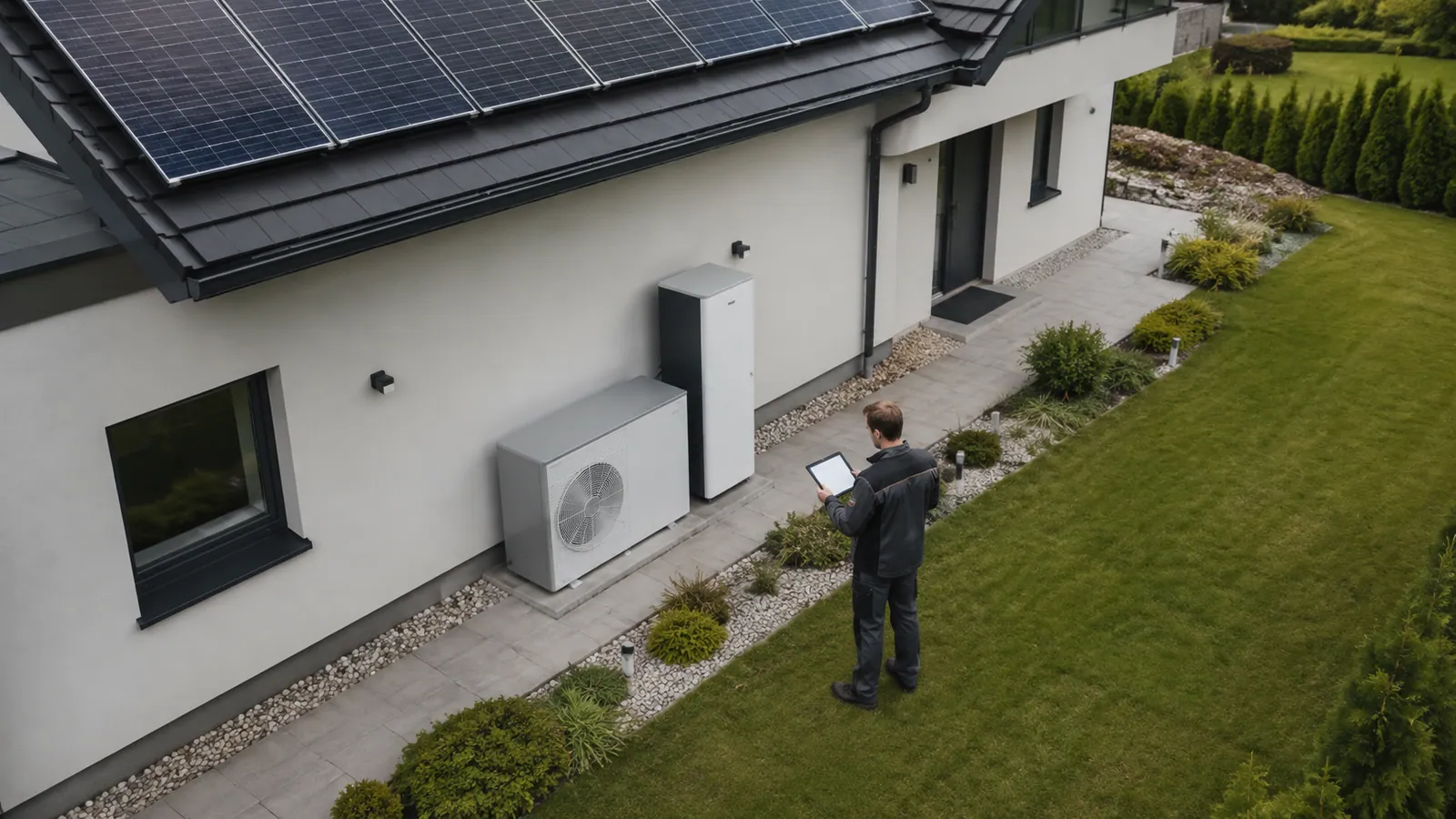 Immagine illustrativa: tecnico che consulta un tablet durante un sopralluogo energetico