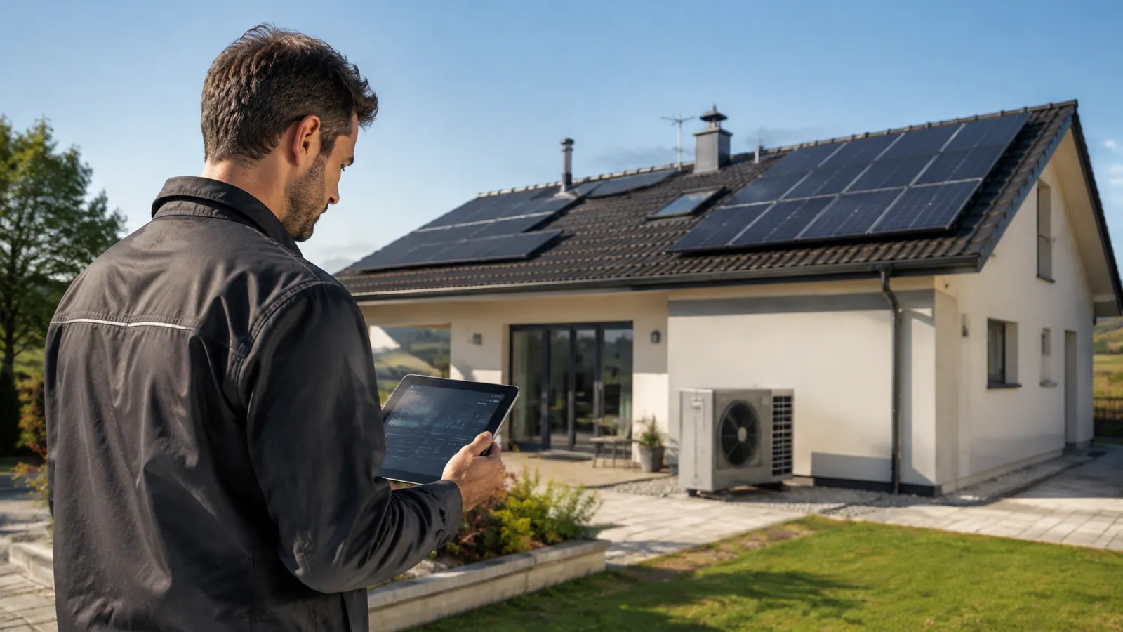 Immagine illustrativa: tecnico che consulta un tablet durante un sopralluogo energetico