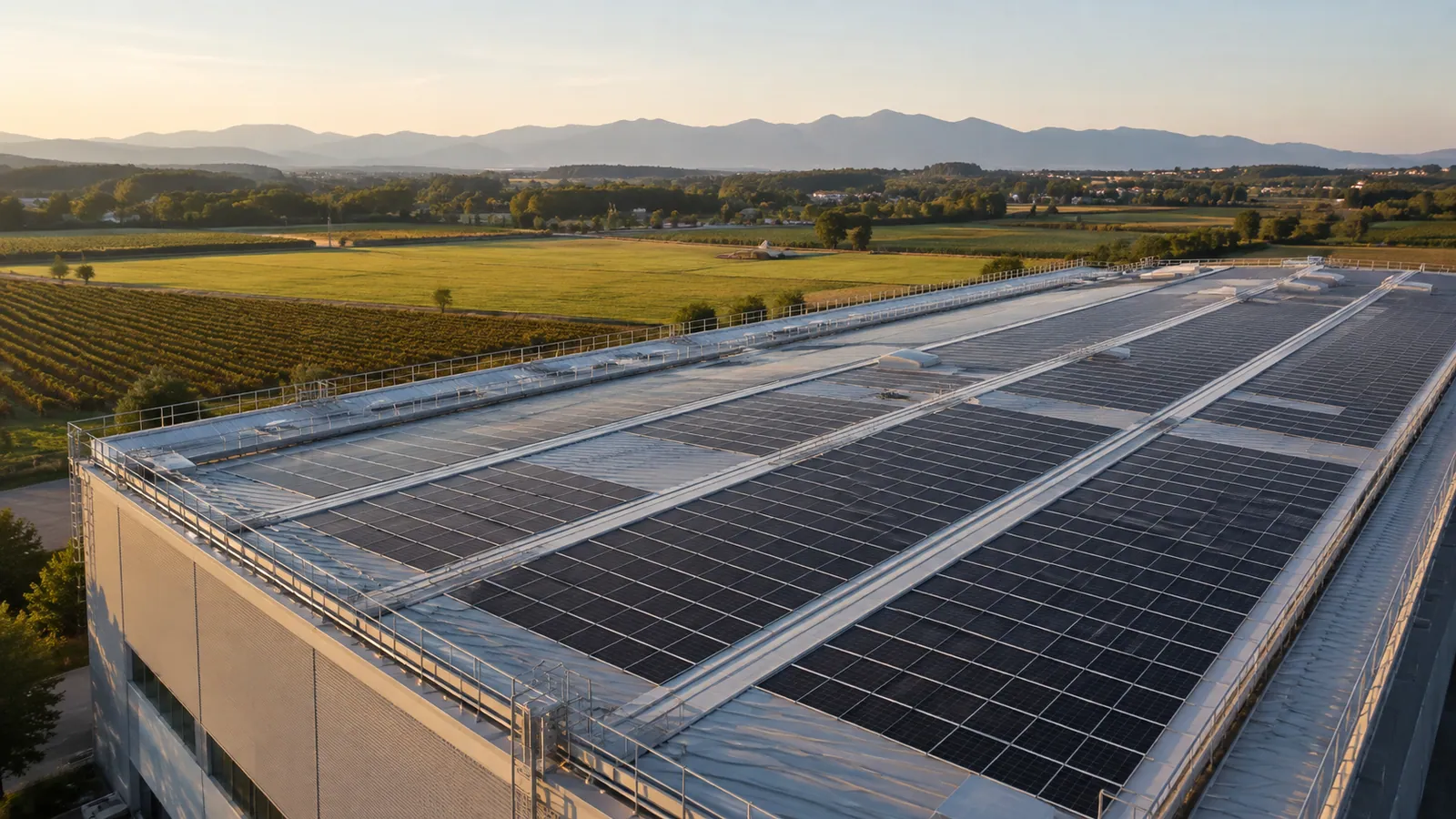 Immagine illustrativa: pannelli fotovoltaici sulla copertura di un edificio produttivo