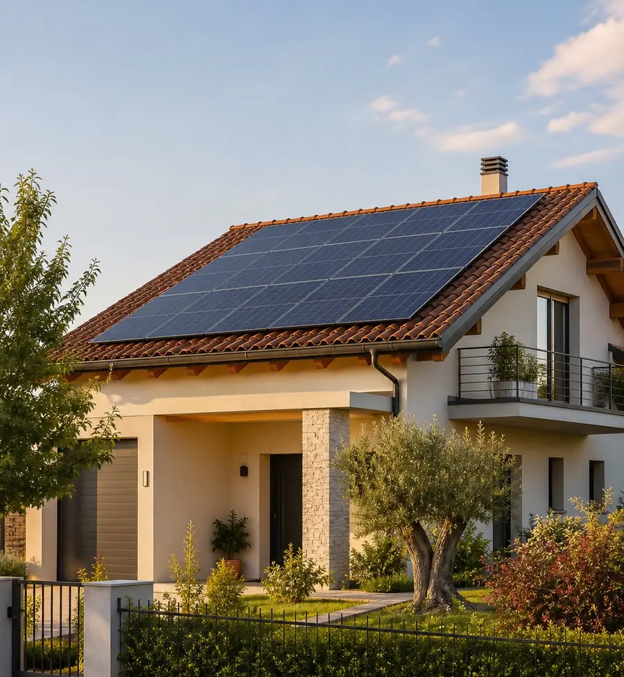 Casa con impianto fotovoltaico progettato in Veneto